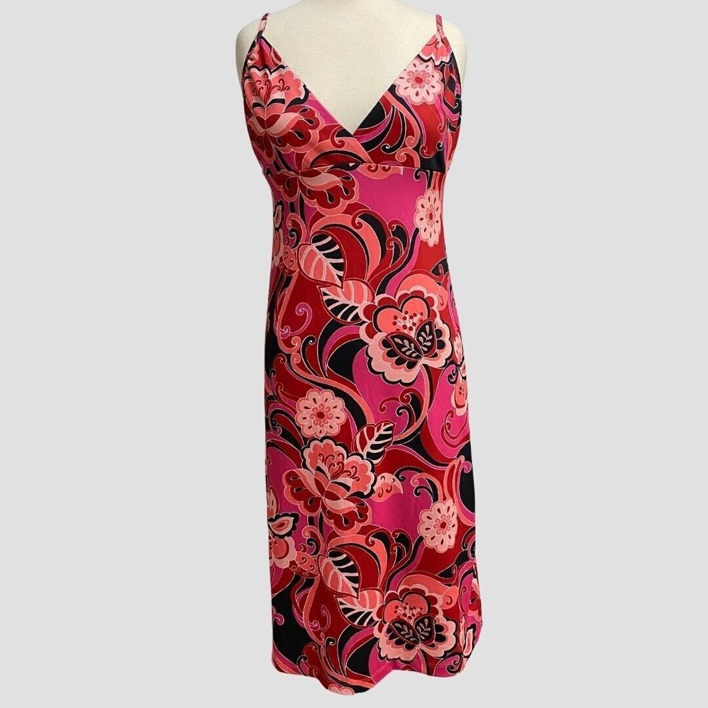 Sense Vintage Size M Dress Spaghetti Strap Wrap Mod Floral Barbie Y2K  Stretch